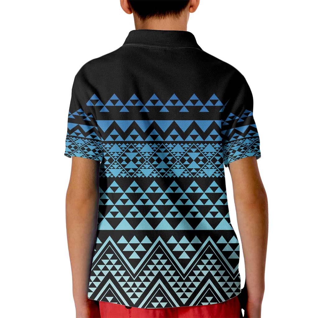 Maori Niho Taniwha Te Wheiao Kid Polo Shirt Moana Blue LT7 - Polynesian Pride