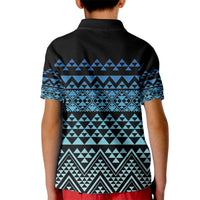 Maori Niho Taniwha Te Wheiao Kid Polo Shirt Moana Blue LT7 - Polynesian Pride