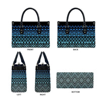 Maori Niho Taniwha Te Wheiao Leather Bag Moana Blue - Polynesian Pride