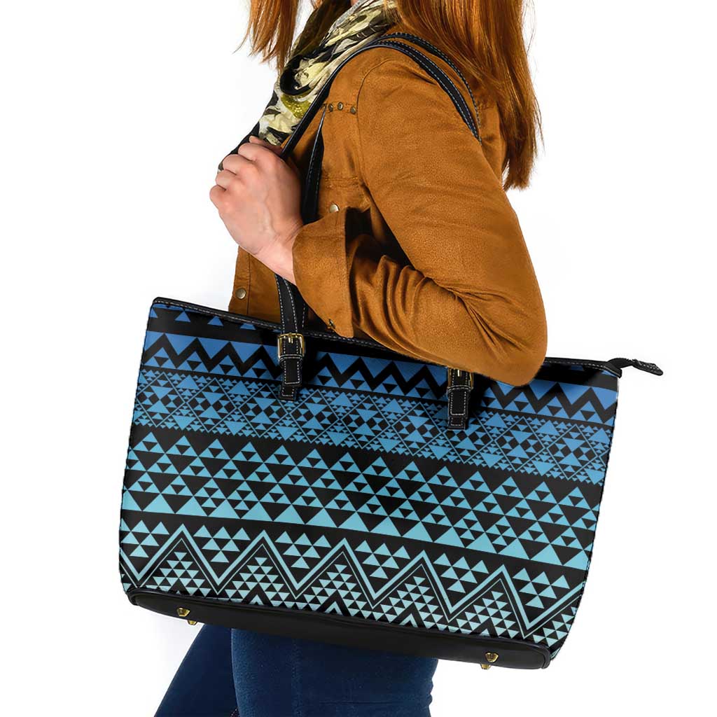Maori Niho Taniwha Te Wheiao Leather Tote Bag Moana Blue LT7 Blue - Polynesian Pride