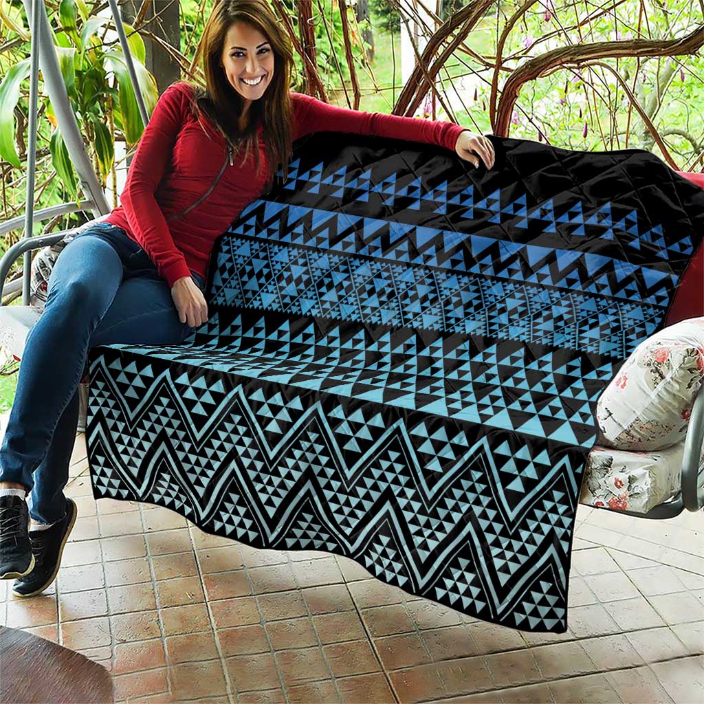 Maori Niho Taniwha Te Wheiao Quilt Moana Blue - Polynesian Pride