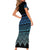 Maori Niho Taniwha Te Wheiao Short Sleeve Bodycon Dress Moana Blue - Polynesian Pride
