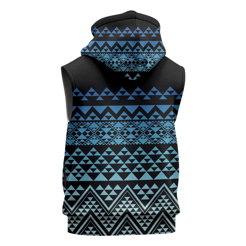 Maori Niho Taniwha Te Wheiao Sleeveless Hoodie Moana Blue - Polynesian Pride
