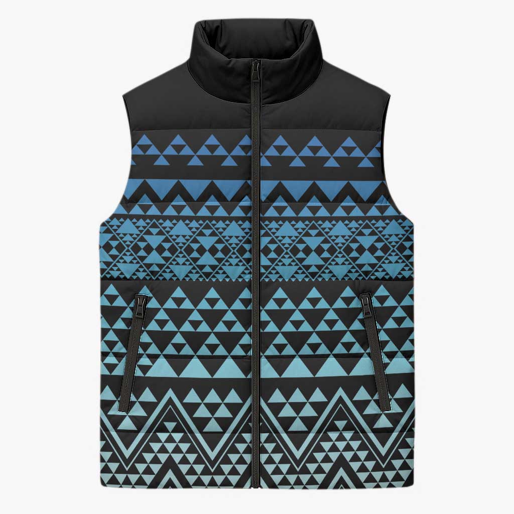 Maori Niho Taniwha Te Wheiao Sleeveless Puffer Jacket Moana Blue LT7 Unisex Blue - Polynesian Pride