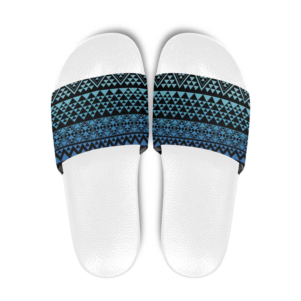Maori Niho Taniwha Te Wheiao Slide Sandals Moana Blue - Polynesian Pride