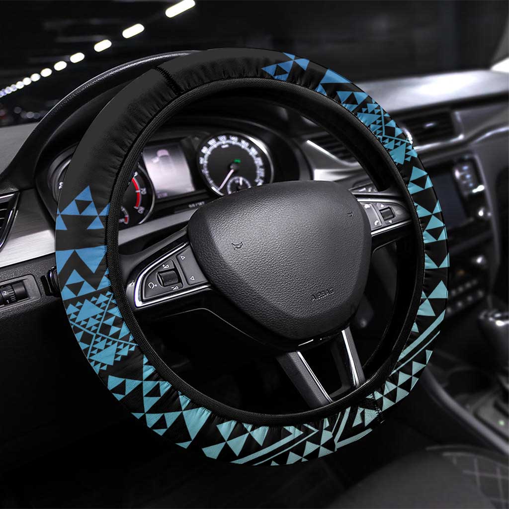 Maori Niho Taniwha Te Wheiao Steering Wheel Cover Moana Blue LT7 Universal Fit Blue - Polynesian Pride