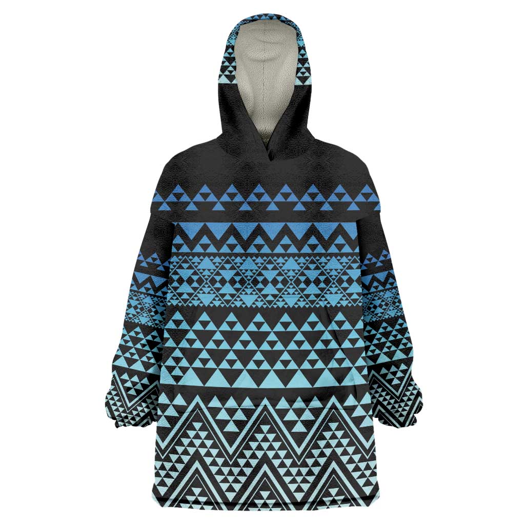 Maori Niho Taniwha Te Wheiao Wearable Blanket Hoodie Moana Blue LT7 One Size Blue - Polynesian Pride