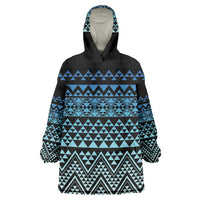 Maori Niho Taniwha Te Wheiao Wearable Blanket Hoodie Moana Blue LT7 One Size Blue - Polynesian Pride