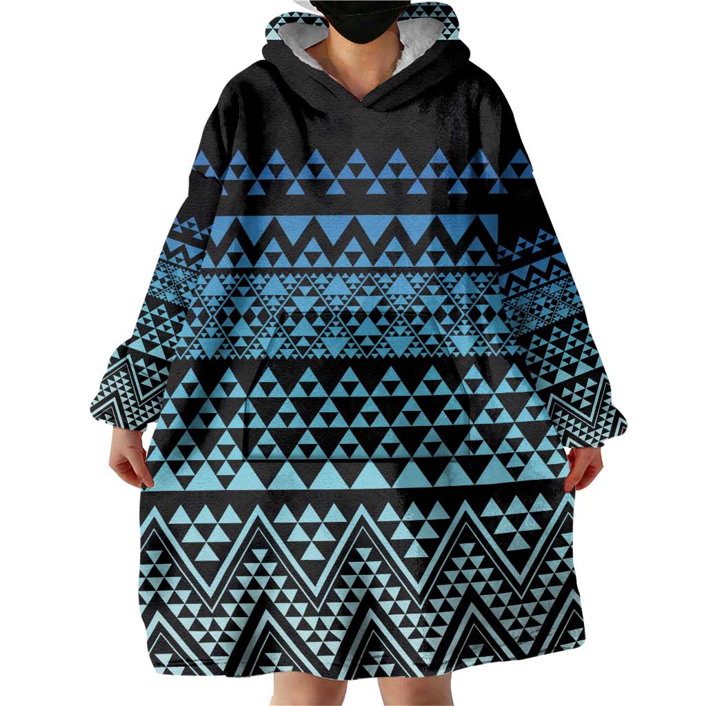 Maori Niho Taniwha Te Wheiao Wearable Blanket Hoodie Moana Blue LT7 - Polynesian Pride