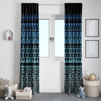 Maori Niho Taniwha Te Wheiao Window Curtain Moana Blue - Polynesian Pride