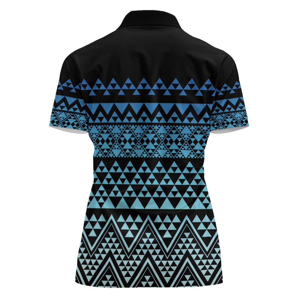 Maori Niho Taniwha Te Wheiao Women Polo Shirt Moana Blue - Polynesian Pride