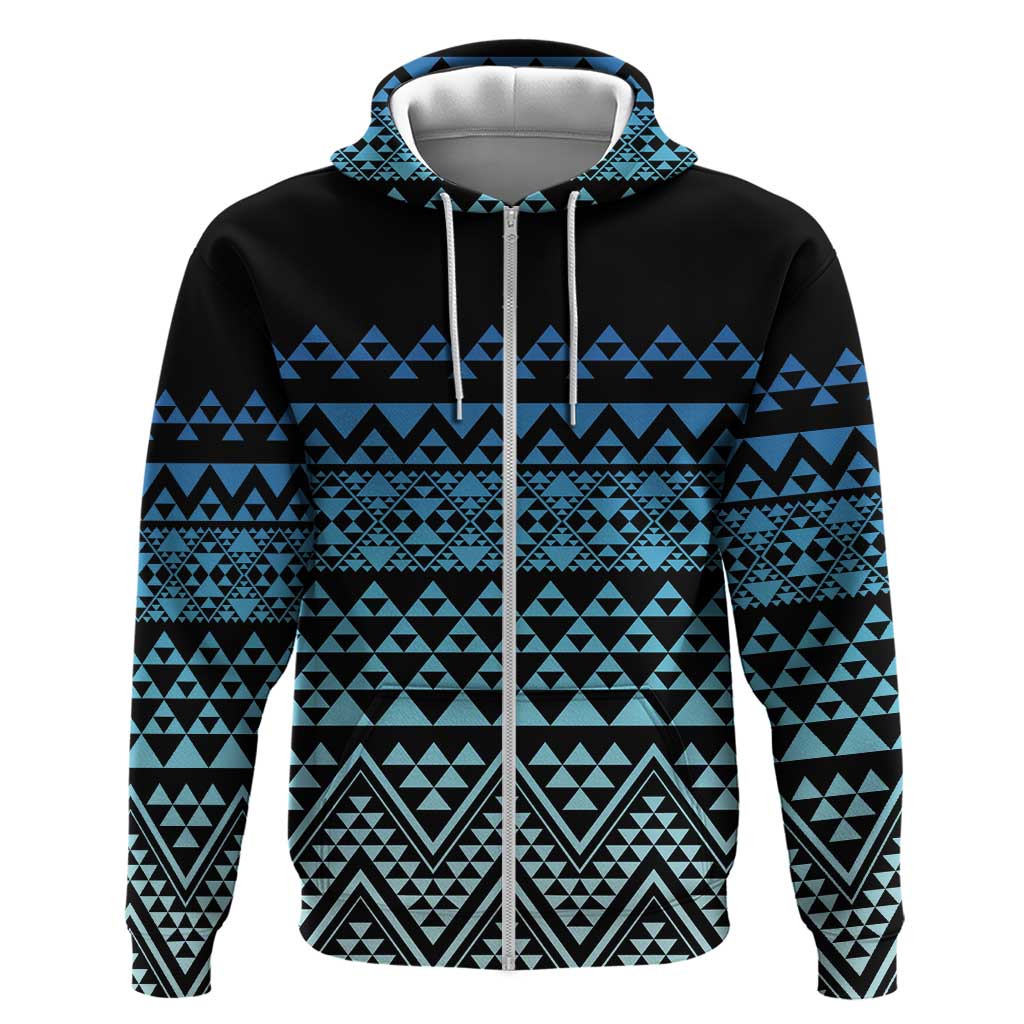 Maori Niho Taniwha Te Wheiao Zip Hoodie Moana Blue LT7 Zip Hoodie Blue - Polynesian Pride