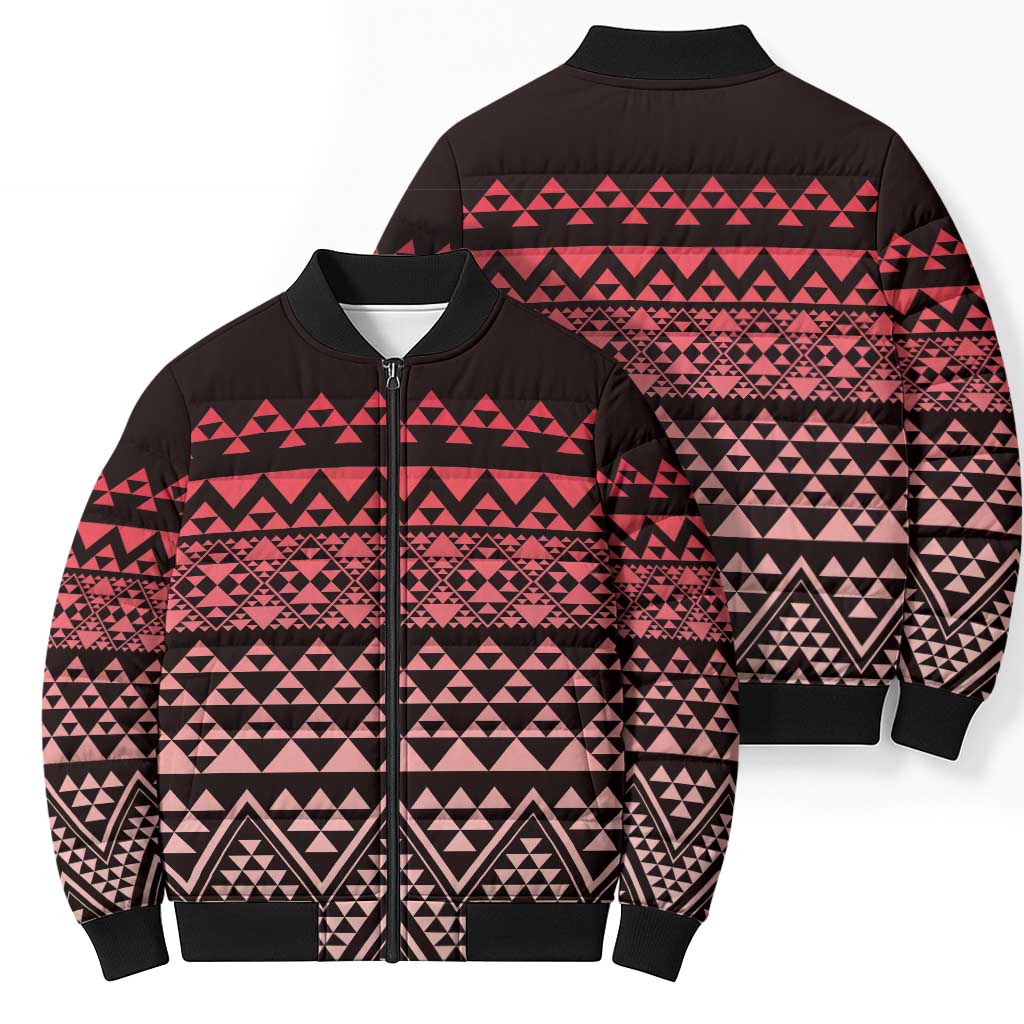 Maori Niho Taniwha Te Wheiao Bomber Puffer Jacket Terracotta - Polynesian Pride