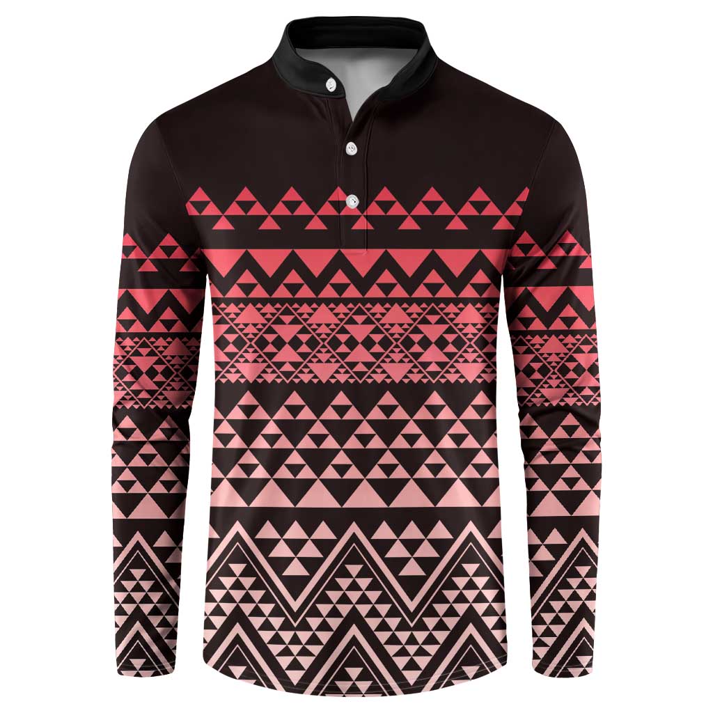 Maori Niho Taniwha Te Wheiao Button Sweatshirt Terracotta - Polynesian Pride