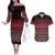Maori Niho Taniwha Te Wheiao Couples Matching Off The Shoulder Long Sleeve Dress and Hawaiian Shirt Terracotta - Polynesian Pride