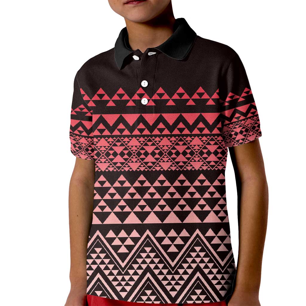 Maori Niho Taniwha Te Wheiao Kid Polo Shirt Terracotta LT7 Kid Terracotta - Polynesian Pride