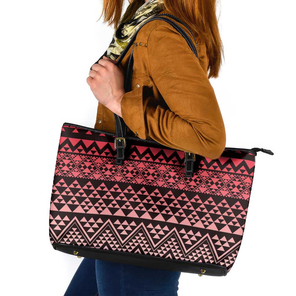 Maori Niho Taniwha Te Wheiao Leather Tote Bag Terracotta LT7 Terracotta - Polynesian Pride