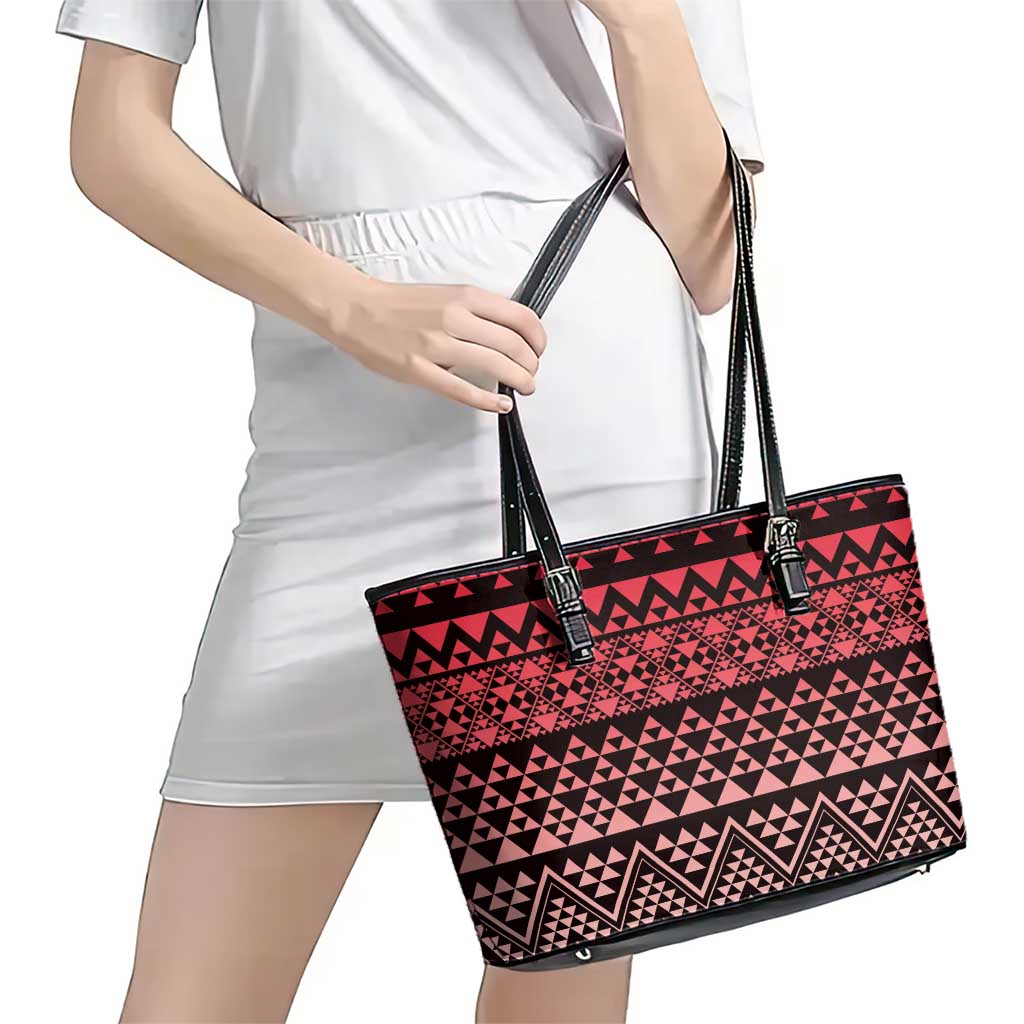 Maori Niho Taniwha Te Wheiao Leather Tote Bag Terracotta LT7 - Polynesian Pride