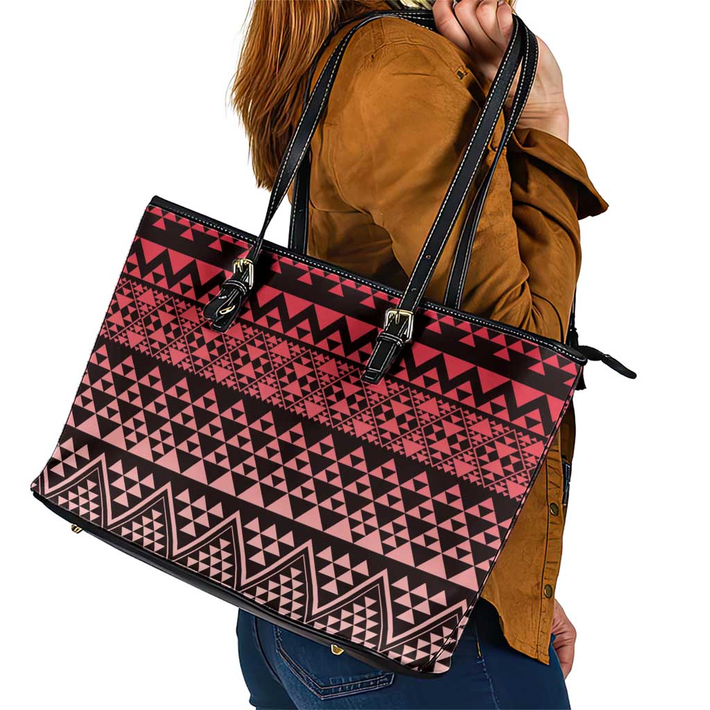 Maori Niho Taniwha Te Wheiao Leather Tote Bag Terracotta LT7 - Polynesian Pride