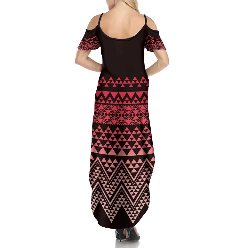 Maori Niho Taniwha Te Wheiao Summer Maxi Dress Terracotta - Polynesian Pride