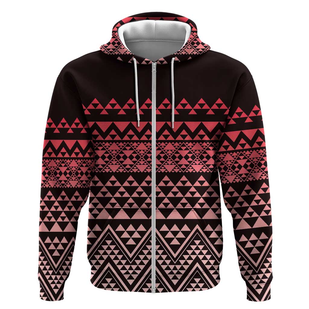 Maori Niho Taniwha Te Wheiao Zip Hoodie Terracotta LT7 Zip Hoodie Terracotta - Polynesian Pride