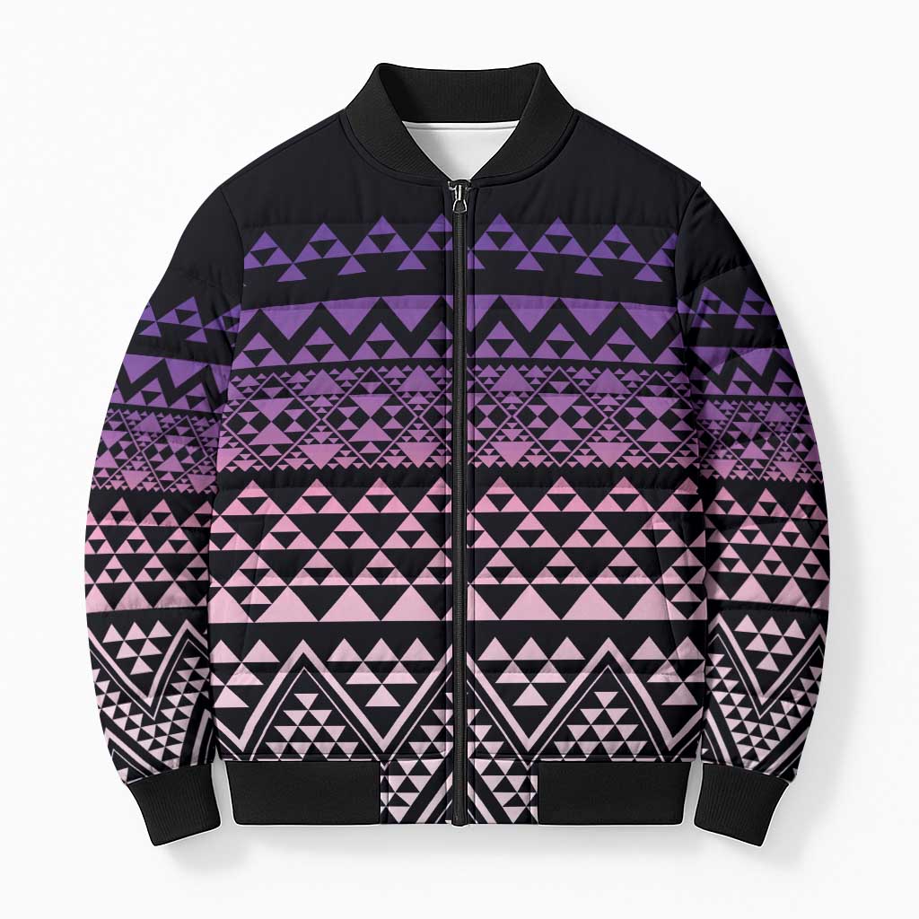 Maori Niho Taniwha Te Wheiao Bomber Puffer Jacket Waiporoporo - Polynesian Pride