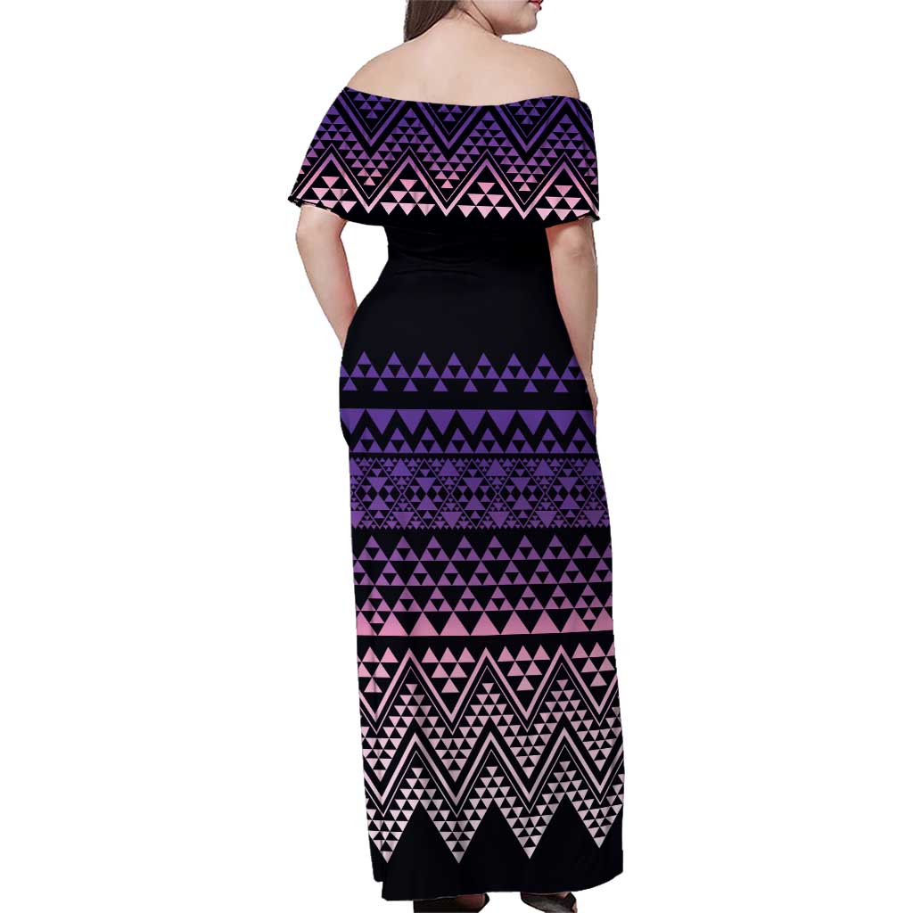 Maori Niho Taniwha Te Wheiao Family Matching Off Shoulder Maxi Dress and Hawaiian Shirt Waiporoporo - Polynesian Pride