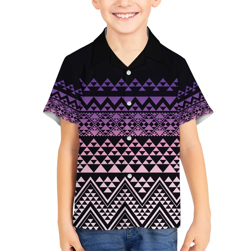 Maori Niho Taniwha Te Wheiao Kid Hawaiian Shirt Waiporoporo LT7 Kid Purple - Polynesian Pride