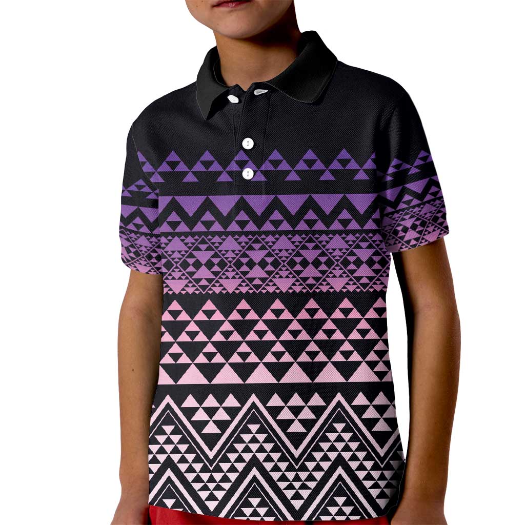 Maori Niho Taniwha Te Wheiao Kid Polo Shirt Waiporoporo LT7 Kid Purple - Polynesian Pride