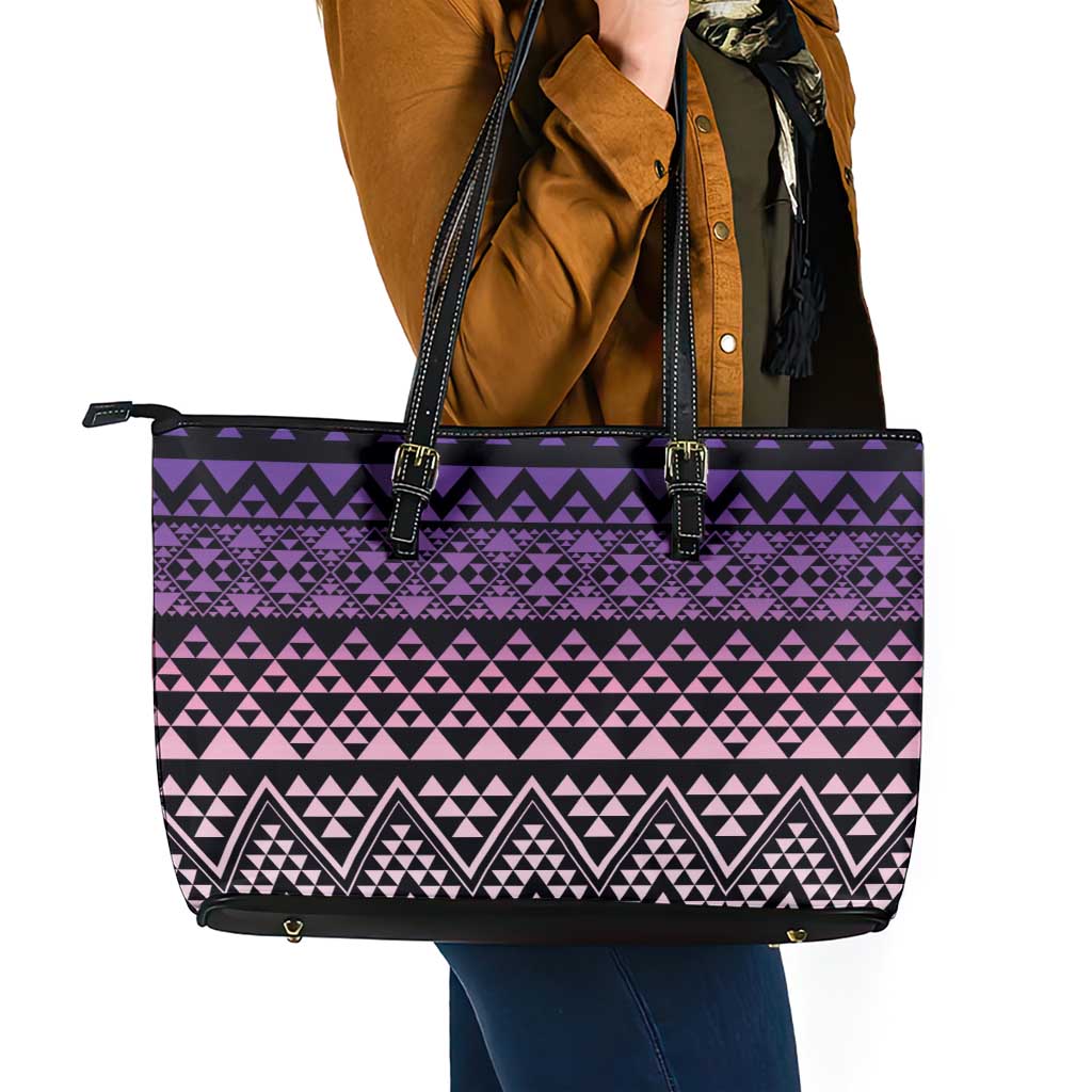 Maori Niho Taniwha Te Wheiao Leather Tote Bag Waiporoporo LT7 - Polynesian Pride