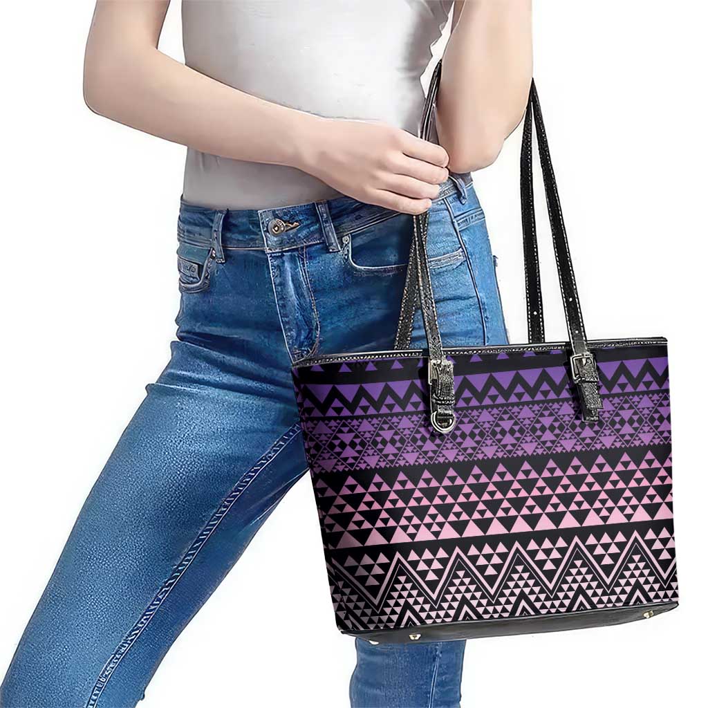 Maori Niho Taniwha Te Wheiao Leather Tote Bag Waiporoporo LT7 - Polynesian Pride