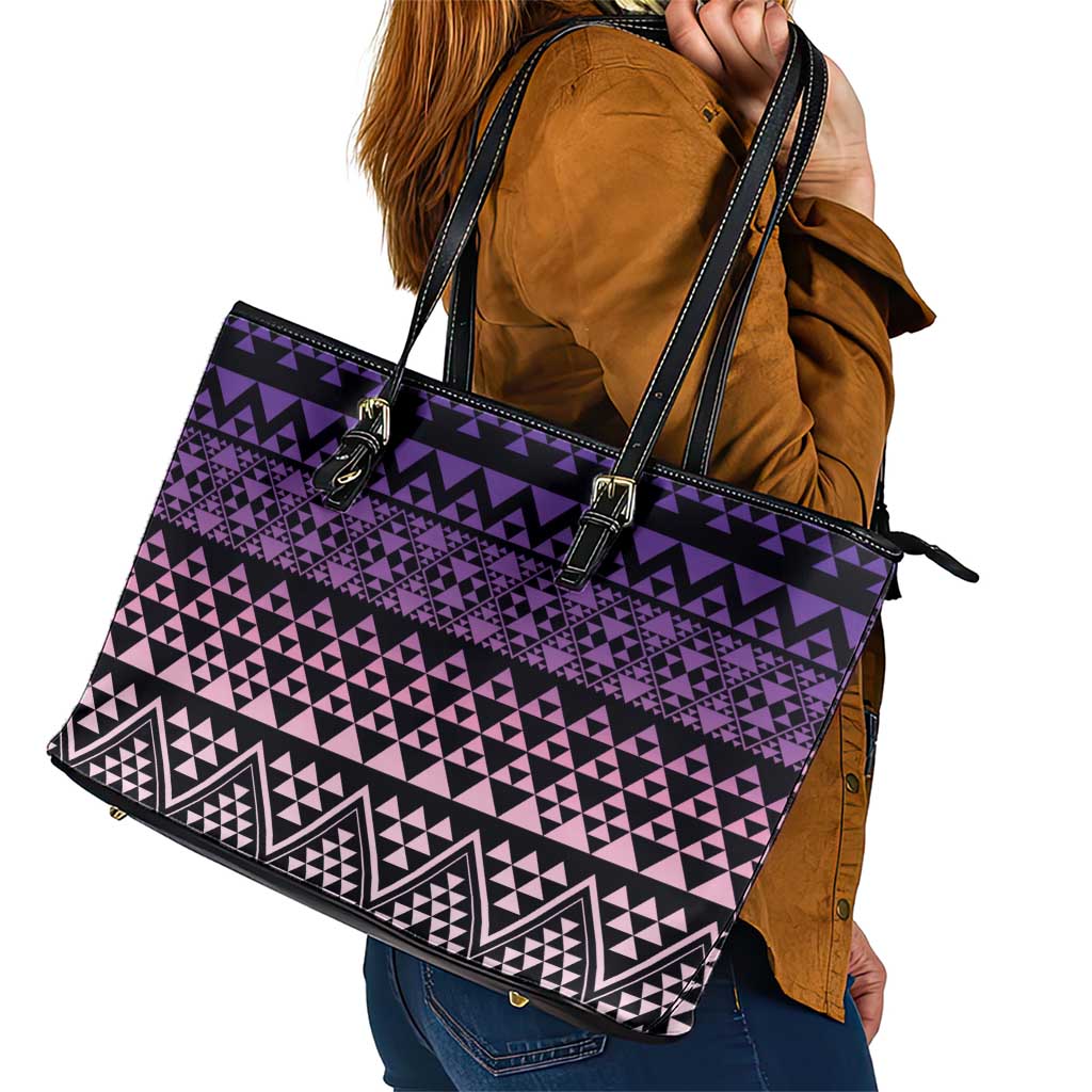 Maori Niho Taniwha Te Wheiao Leather Tote Bag Waiporoporo LT7 - Polynesian Pride