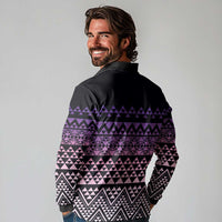 Maori Niho Taniwha Te Wheiao Long Sleeve Polo Shirt Waiporoporo - Polynesian Pride