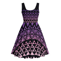 Maori Niho Taniwha Te Wheiao Midi Dress Waiporoporo - Polynesian Pride