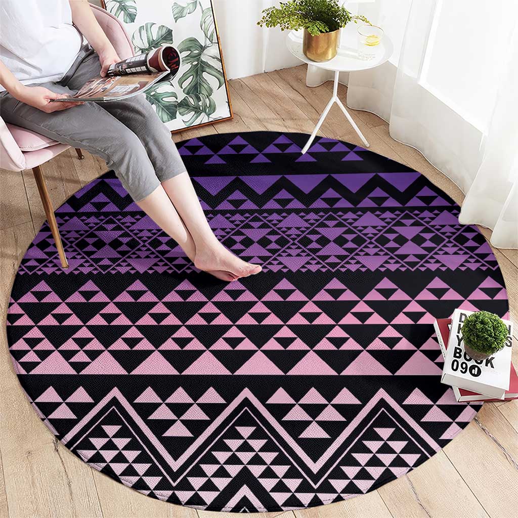 Maori Niho Taniwha Te Wheiao Round Carpet Waiporoporo LT7 - Polynesian Pride