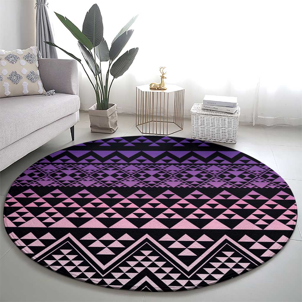 Maori Niho Taniwha Te Wheiao Round Carpet Waiporoporo LT7 - Polynesian Pride