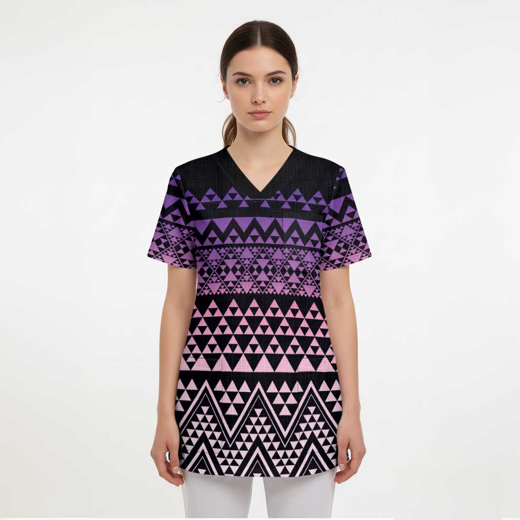 Maori Niho Taniwha Te Wheiao Scrub Top Waiporoporo - Polynesian Pride