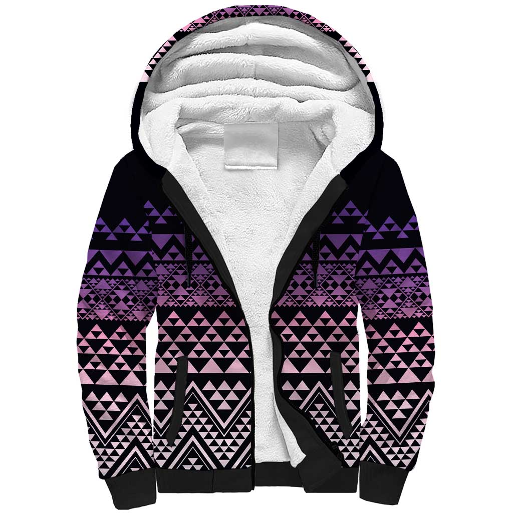 Maori Niho Taniwha Te Wheiao Sherpa Hoodie Waiporoporo LT7 Unisex Purple - Polynesian Pride