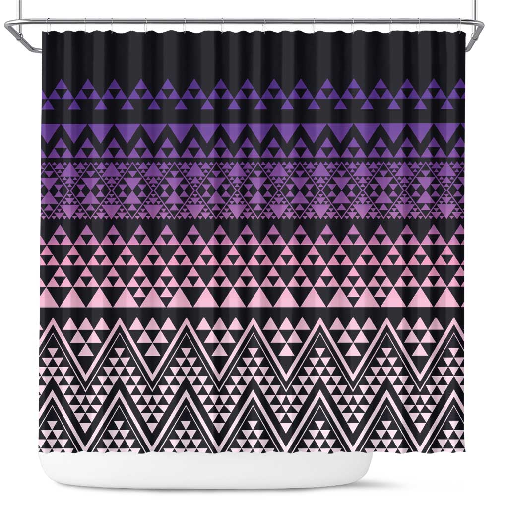 Maori Niho Taniwha Te Wheiao Shower Curtain Waiporoporo LT7 Purple - Polynesian Pride