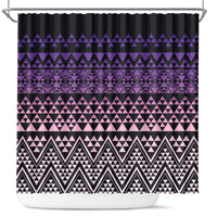 Maori Niho Taniwha Te Wheiao Shower Curtain Waiporoporo LT7 Purple - Polynesian Pride