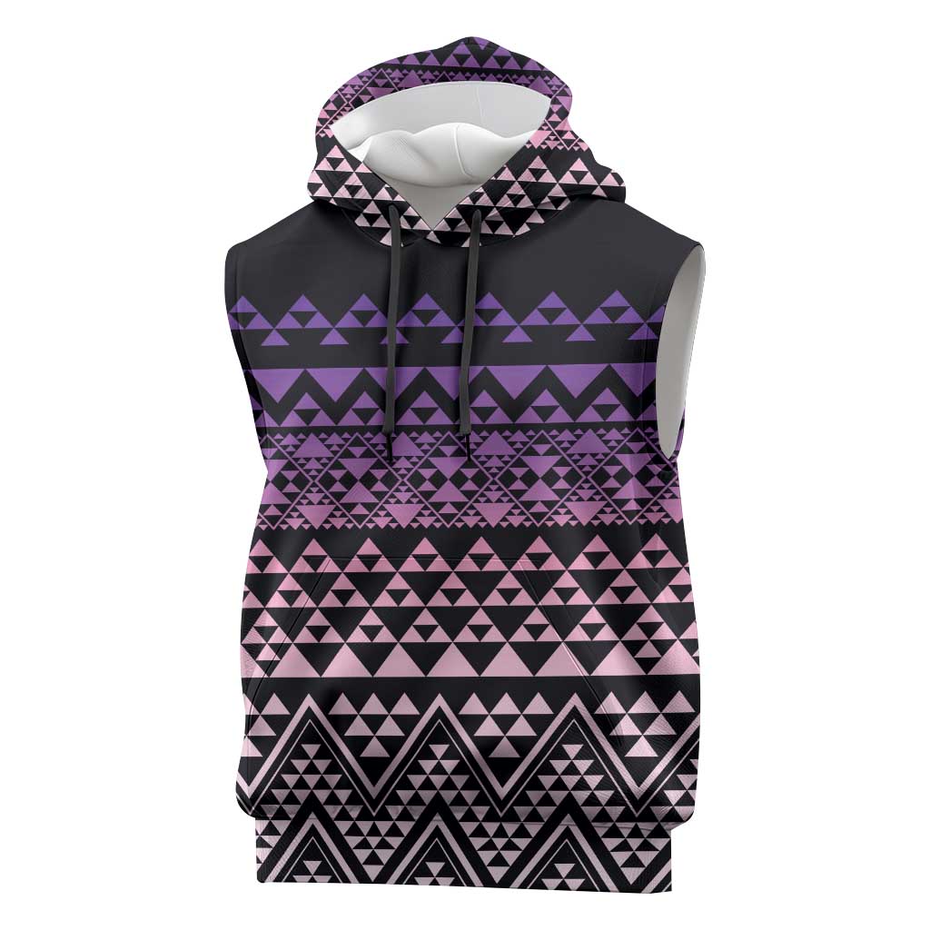 Maori Niho Taniwha Te Wheiao Sleeveless Hoodie Waiporoporo - Polynesian Pride
