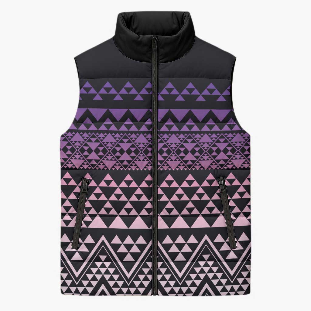 Maori Niho Taniwha Te Wheiao Sleeveless Puffer Jacket Waiporoporo - Polynesian Pride