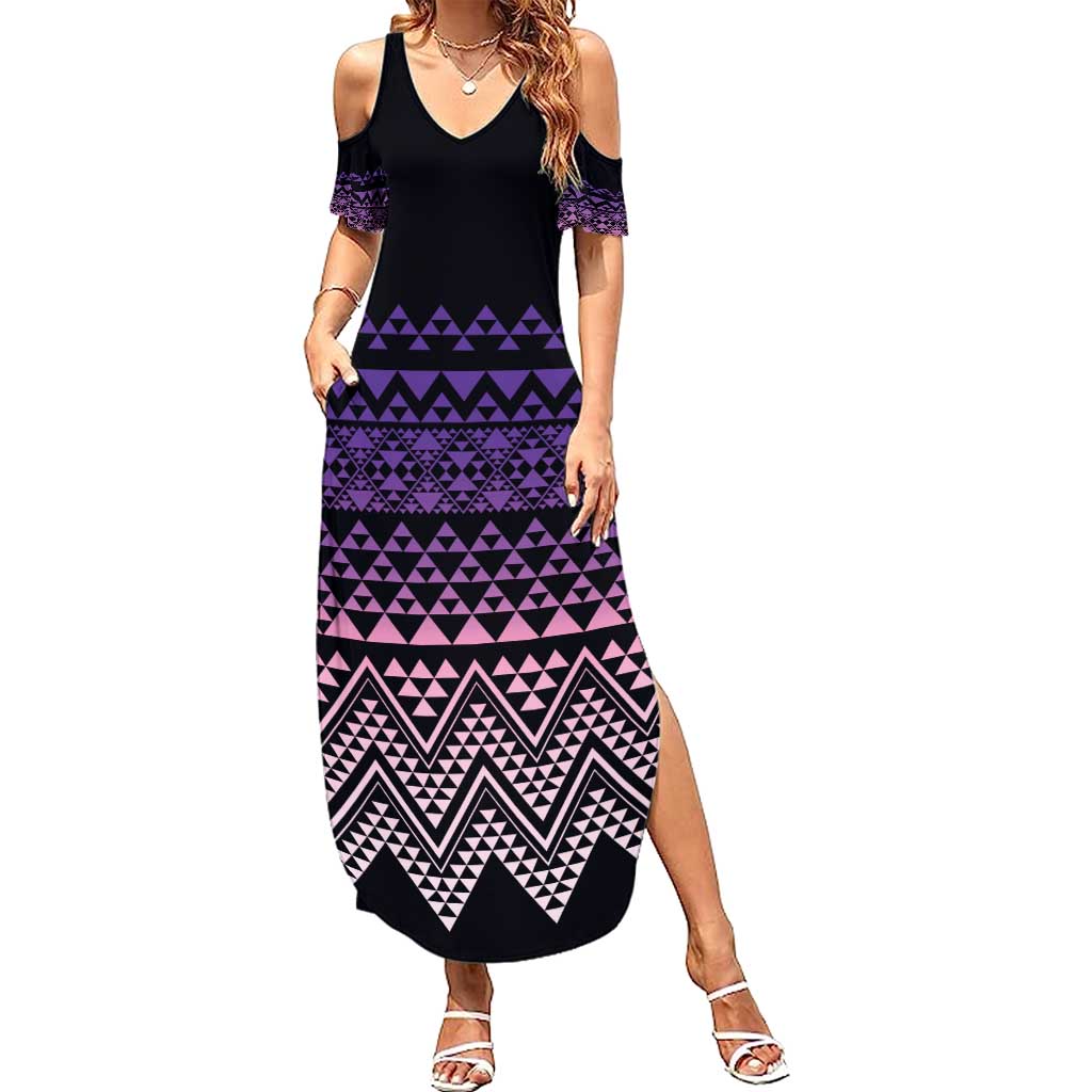 Maori Niho Taniwha Te Wheiao Summer Maxi Dress Waiporoporo - Polynesian Pride