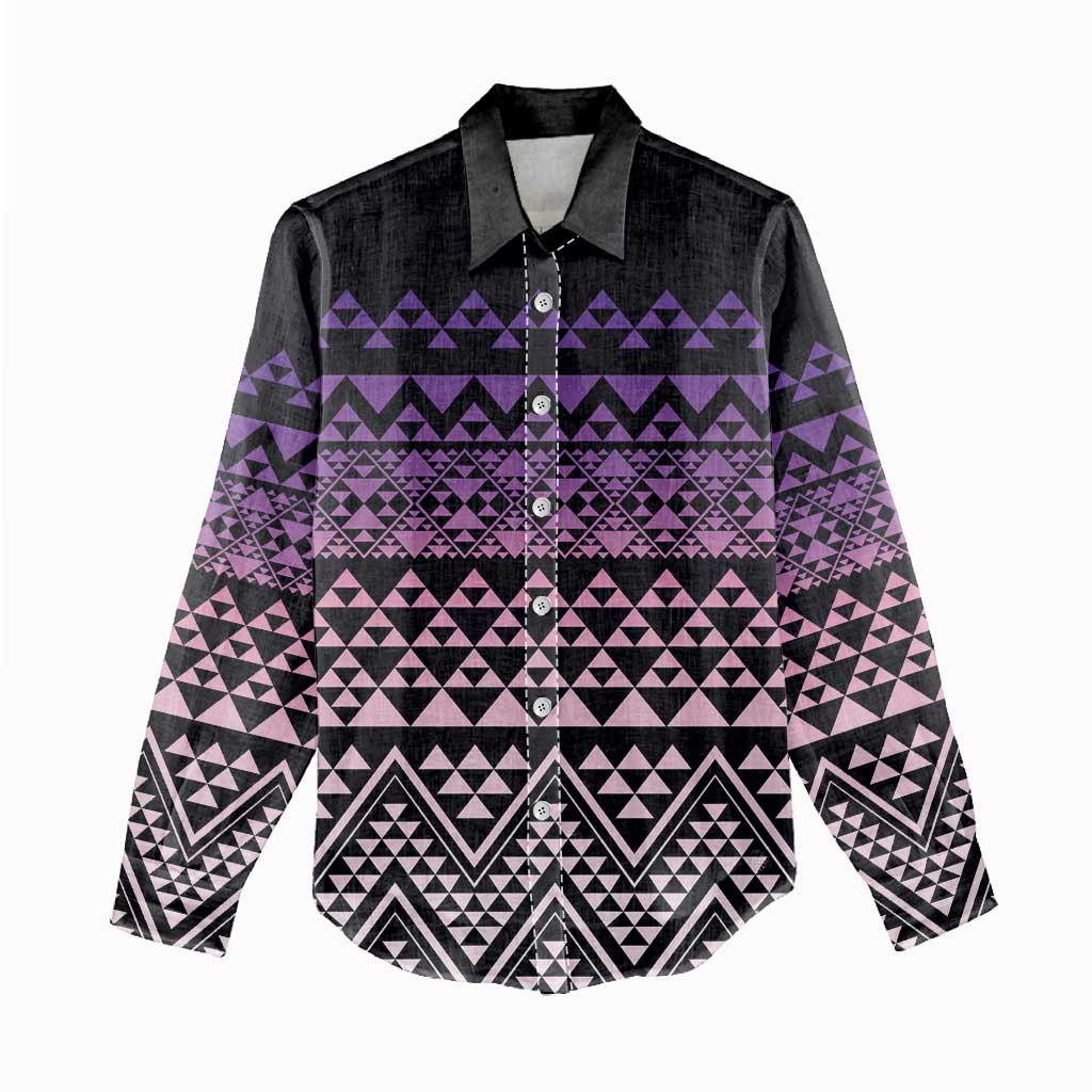 Maori Niho Taniwha Te Wheiao Women Casual Shirt Waiporoporo - Polynesian Pride