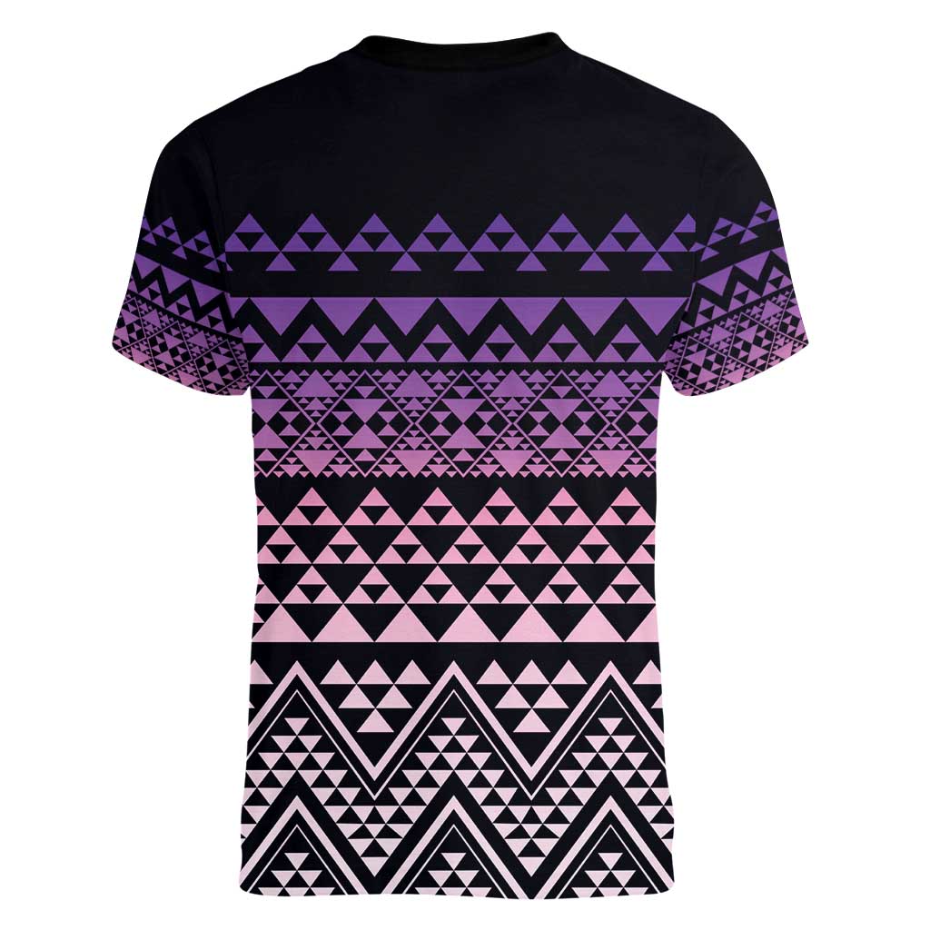 Maori Niho Taniwha Te Wheiao Women V-Neck T-Shirt Waiporoporo LT7 - Polynesian Pride