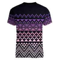 Maori Niho Taniwha Te Wheiao Women V-Neck T-Shirt Waiporoporo LT7 - Polynesian Pride