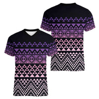 Maori Niho Taniwha Te Wheiao Women V-Neck T-Shirt Waiporoporo LT7 - Polynesian Pride