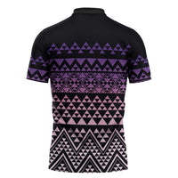 Maori Niho Taniwha Te Wheiao Zipper Polo Shirt Waiporoporo - Polynesian Pride