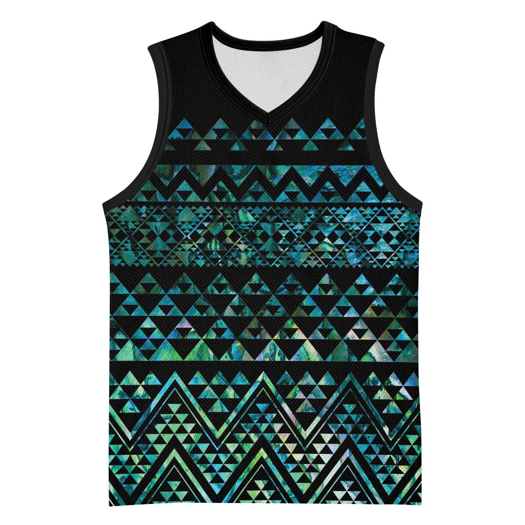 Maori Niho Taniwha Te Wheiao Basketball Jersey Paua Shell - Polynesian Pride