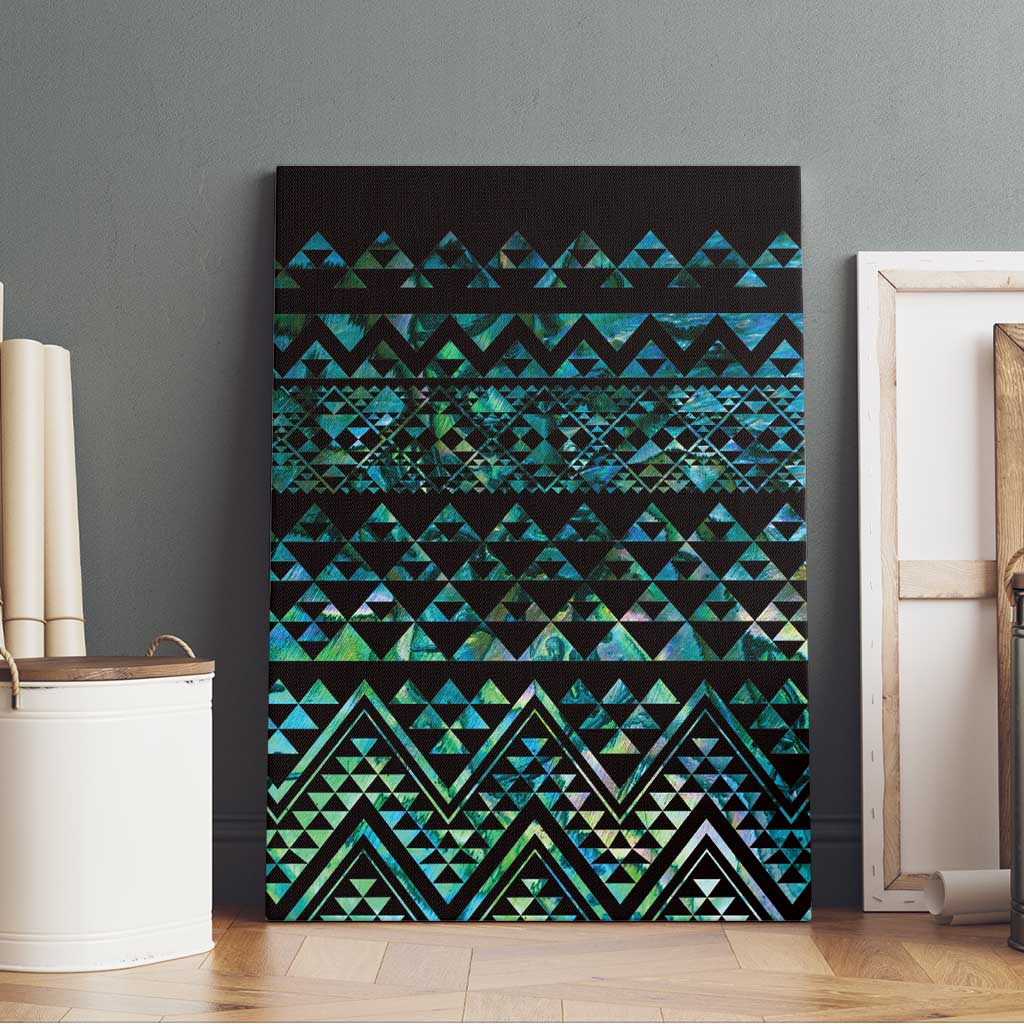 Maori Niho Taniwha Te Wheiao Canvas Wall Art Paua Shell LT7 - Polynesian Pride